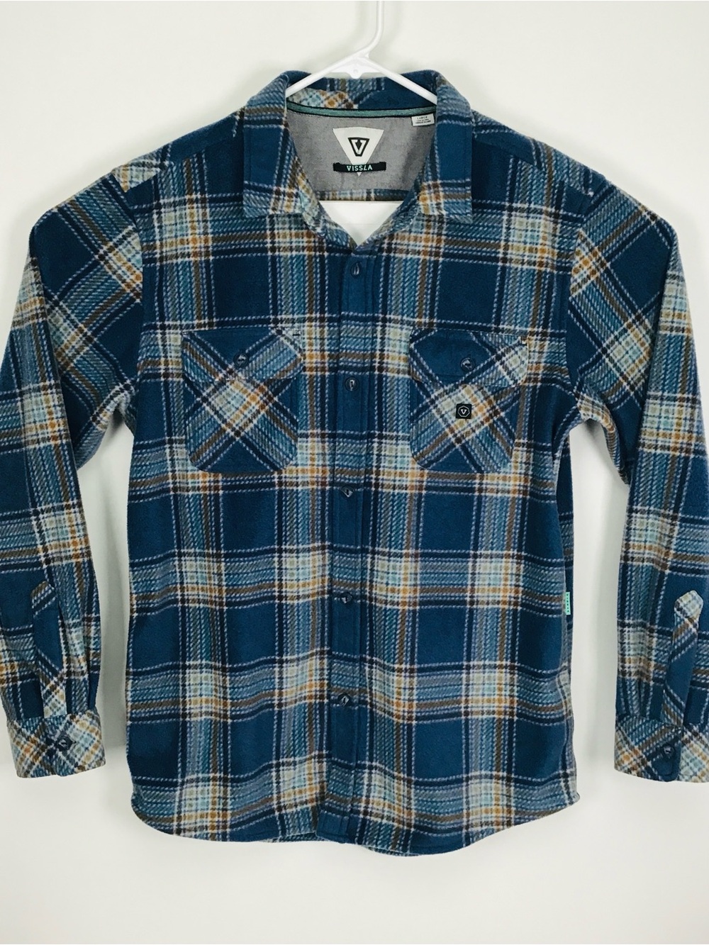VISSLA men’s long sleeve button up flannel shirt large
